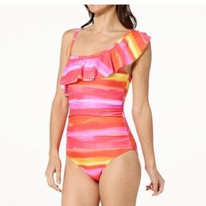 Colorful One-Shoulder Swimsuit
